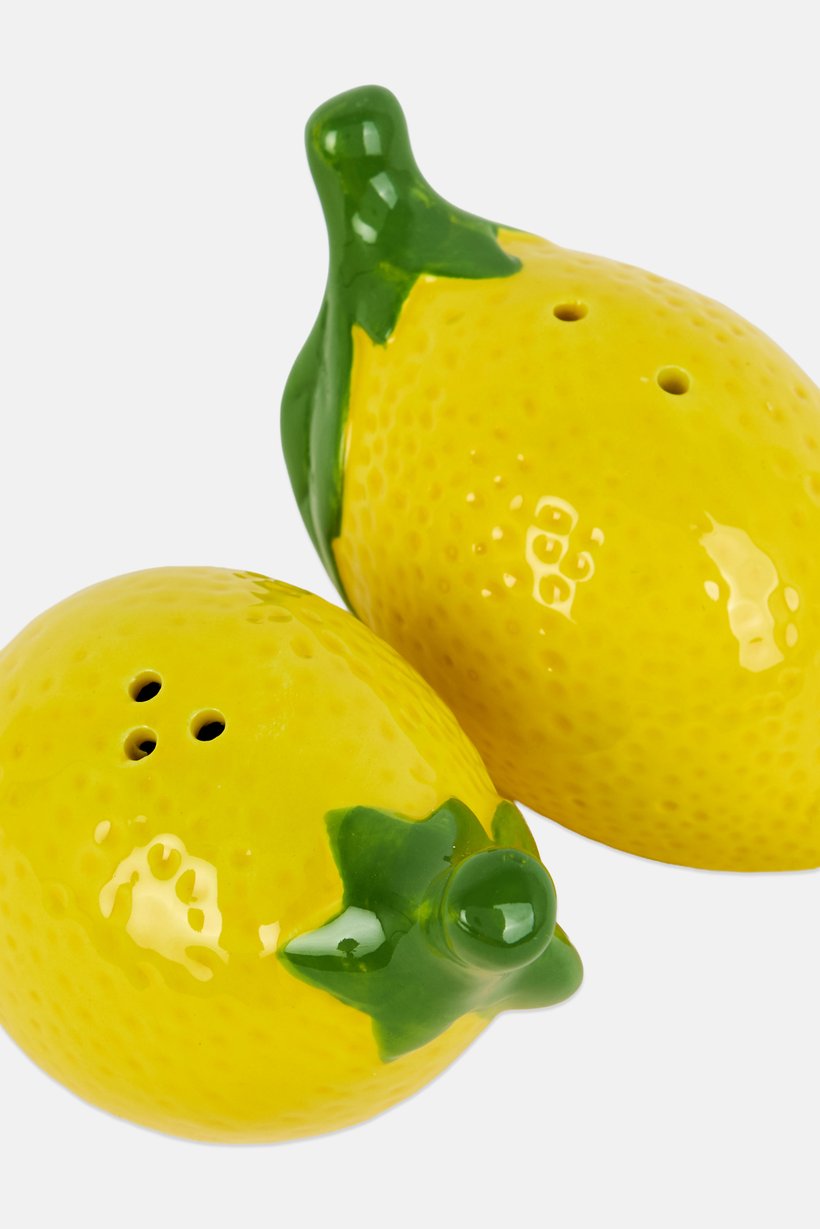 Lemon Ceramic Salt And Pepper Shakers, Yellow