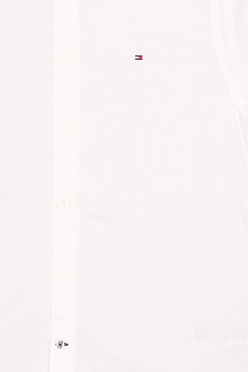 Men Regular Fit Short Sleeve Embroidered Logo Casual Shirt, White