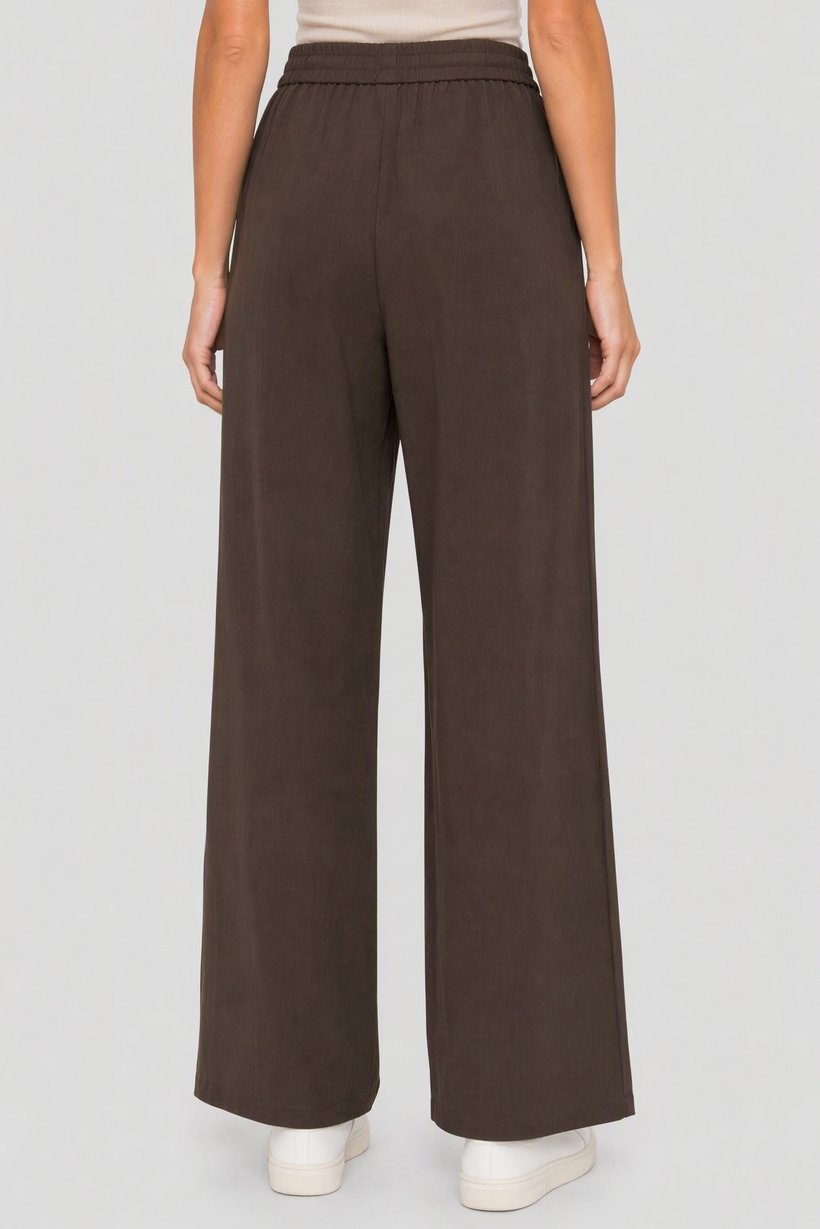 Women Regular Fit Plain Straight Leg Pants, Brown