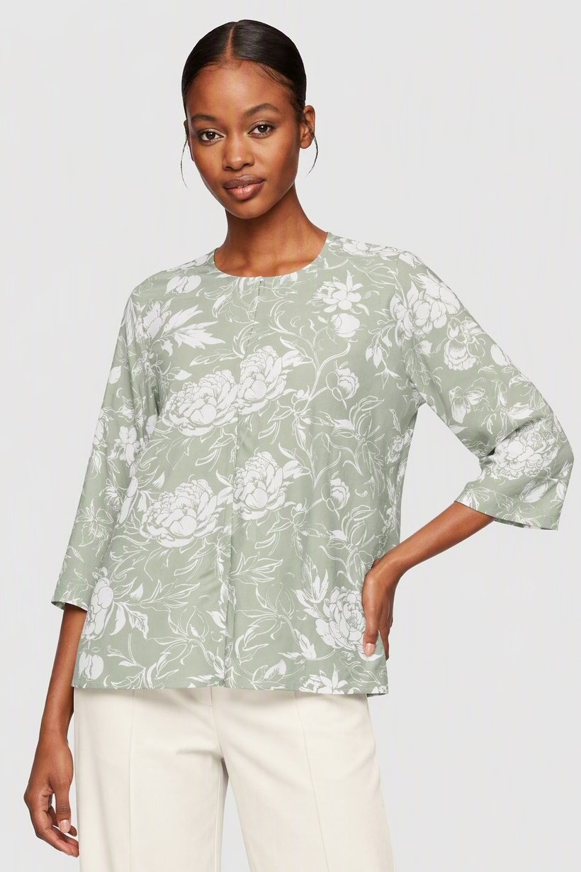 Women 2 Pcs Floral Print 3/4 Sleeve Blouse And Pants Set, Multicolor