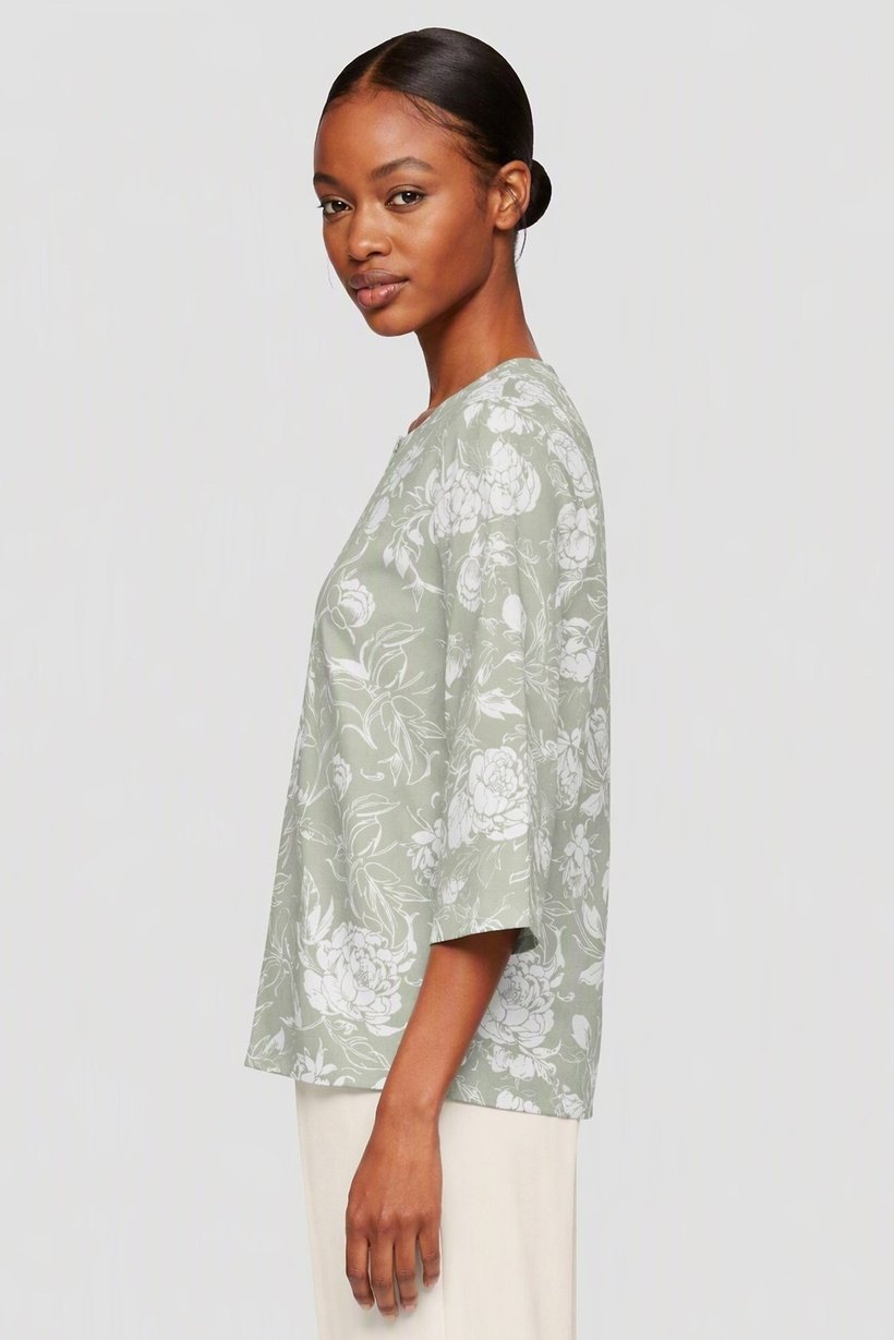 Women 2 Pcs Floral Print 3/4 Sleeve Blouse And Pants Set, Multicolor