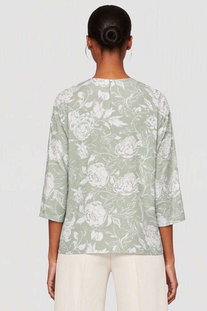 Women 2 Pcs Floral Print 3/4 Sleeve Blouse And Pants Set, Multicolor