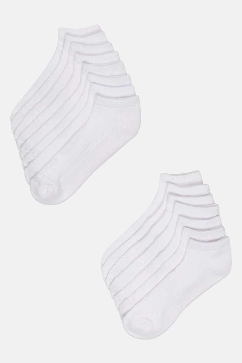 Women 15 Pairs Brand Logo Ankle Socks, White