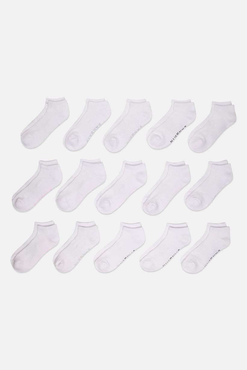 Women 15 Pairs Brand Logo Ankle Socks, White