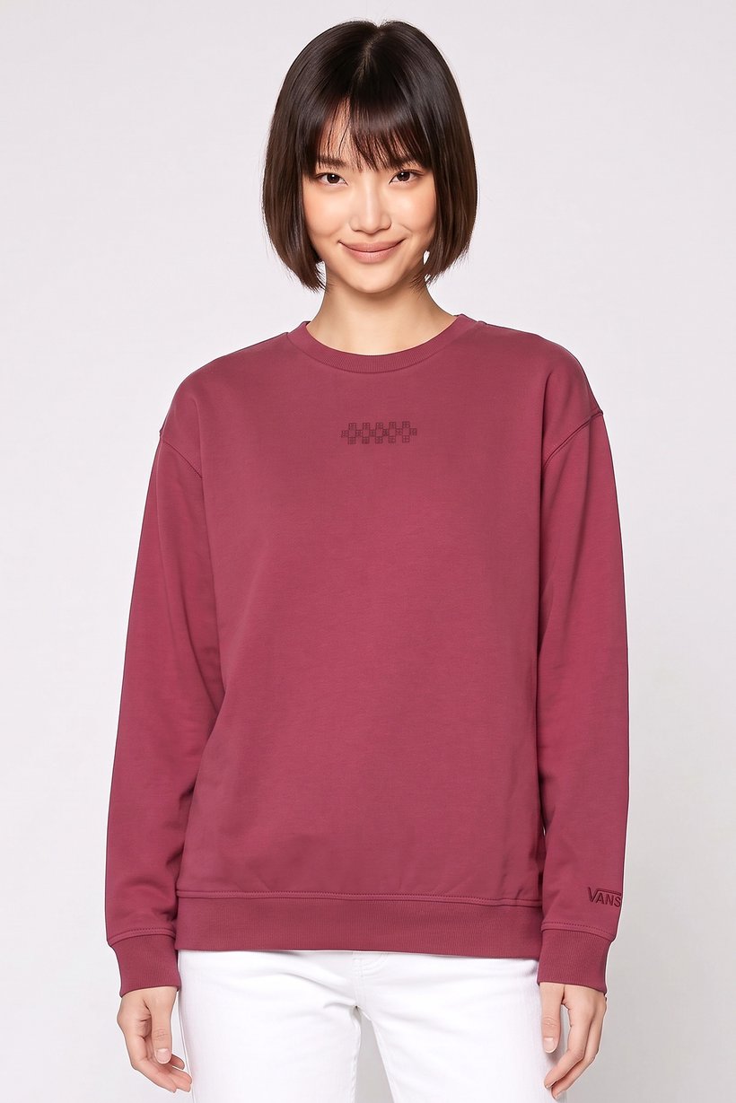 Women Crew Neck Long Sleeve Embroidered Logo Sweatshirt, Rose Pink