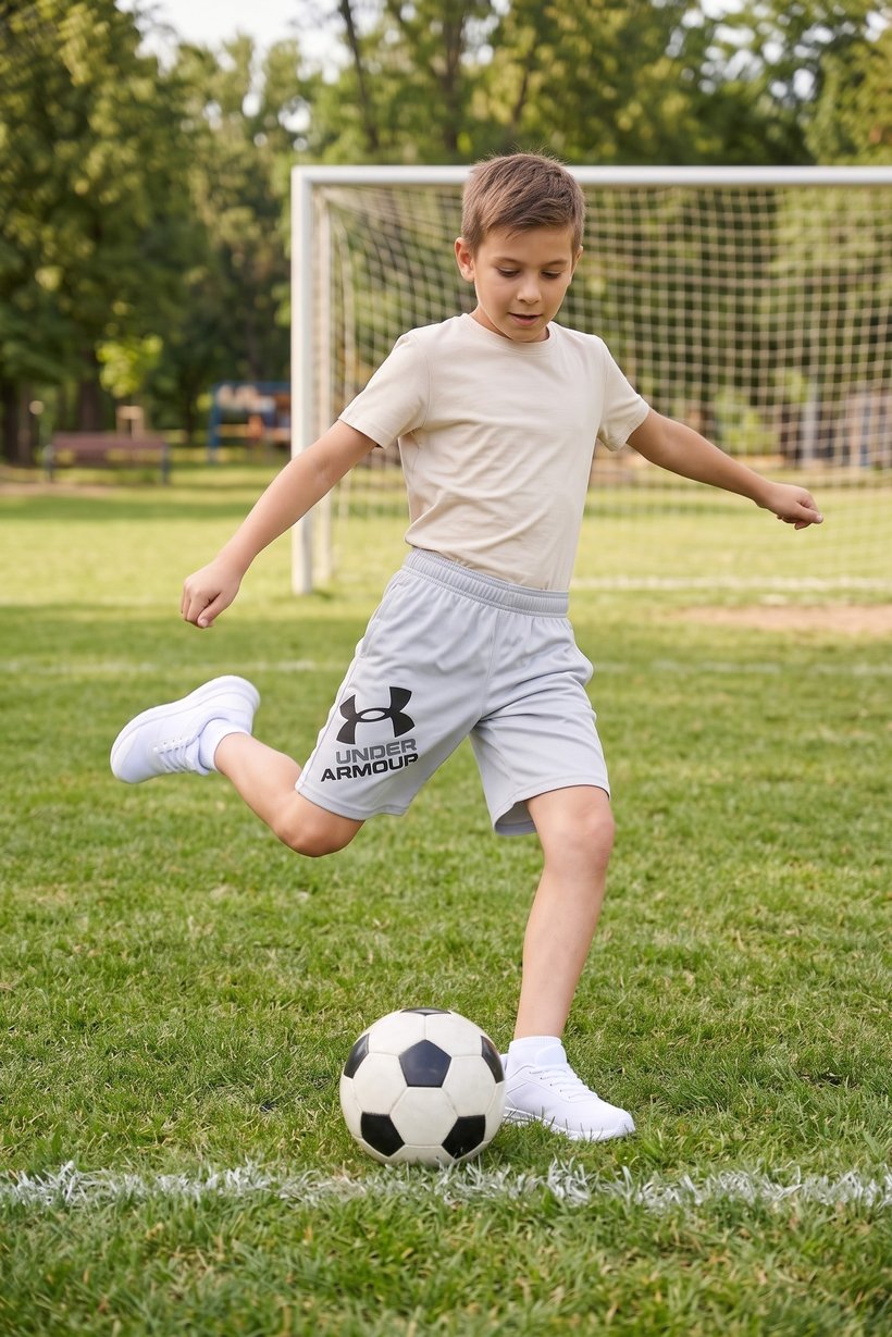 Kids Boy Loose Fit Training Shorts, Grey