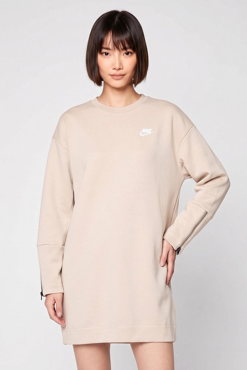 Women Sportswear Fit Long Sleeve Outdoor Dress, Beige