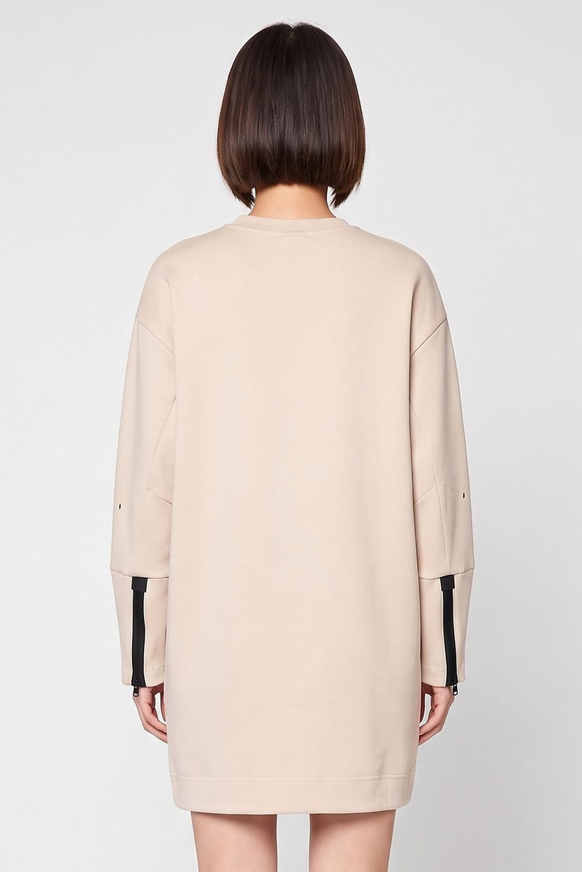 Women Sportswear Fit Long Sleeve Outdoor Dress, Beige