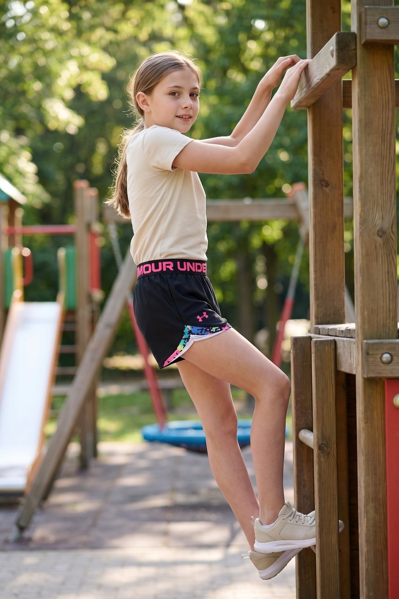 Kids Girl Loose Fit Training Shorts, Black