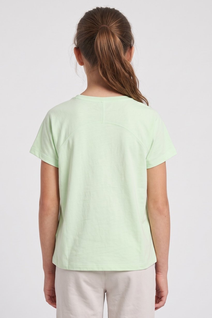 Dwayne Johnson Kids Girl Loose Fit Short Sleeve Top, Light Green
