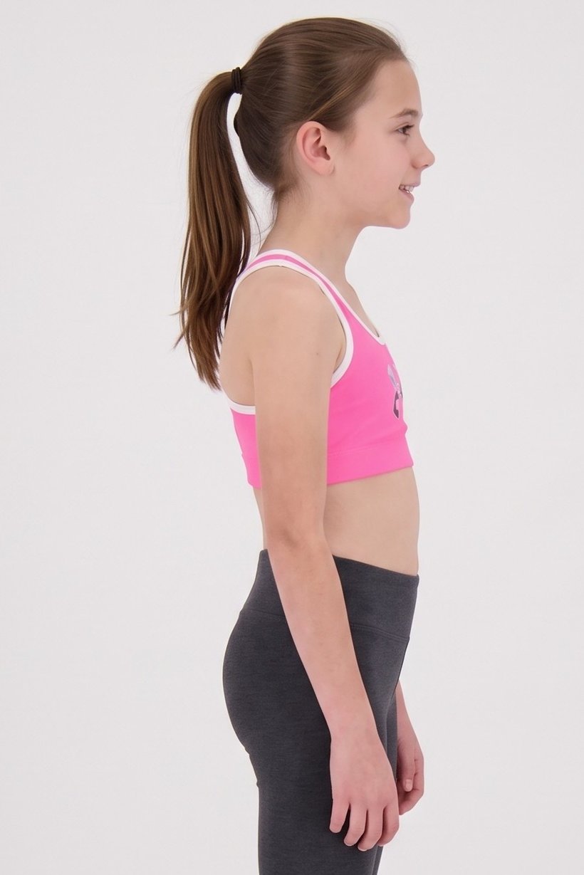 Kids Girl Brand Logo Training Sports Bra, Pink