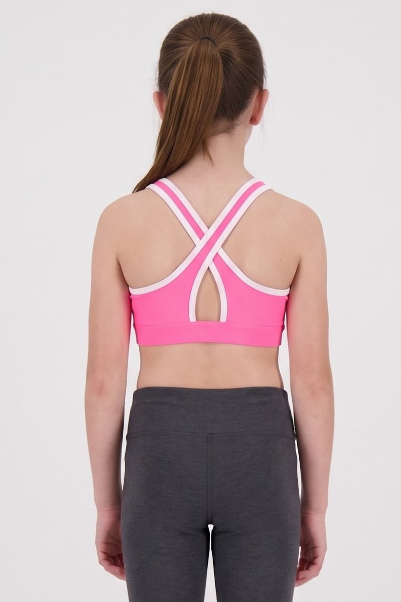Kids Girl Brand Logo Training Sports Bra, Pink