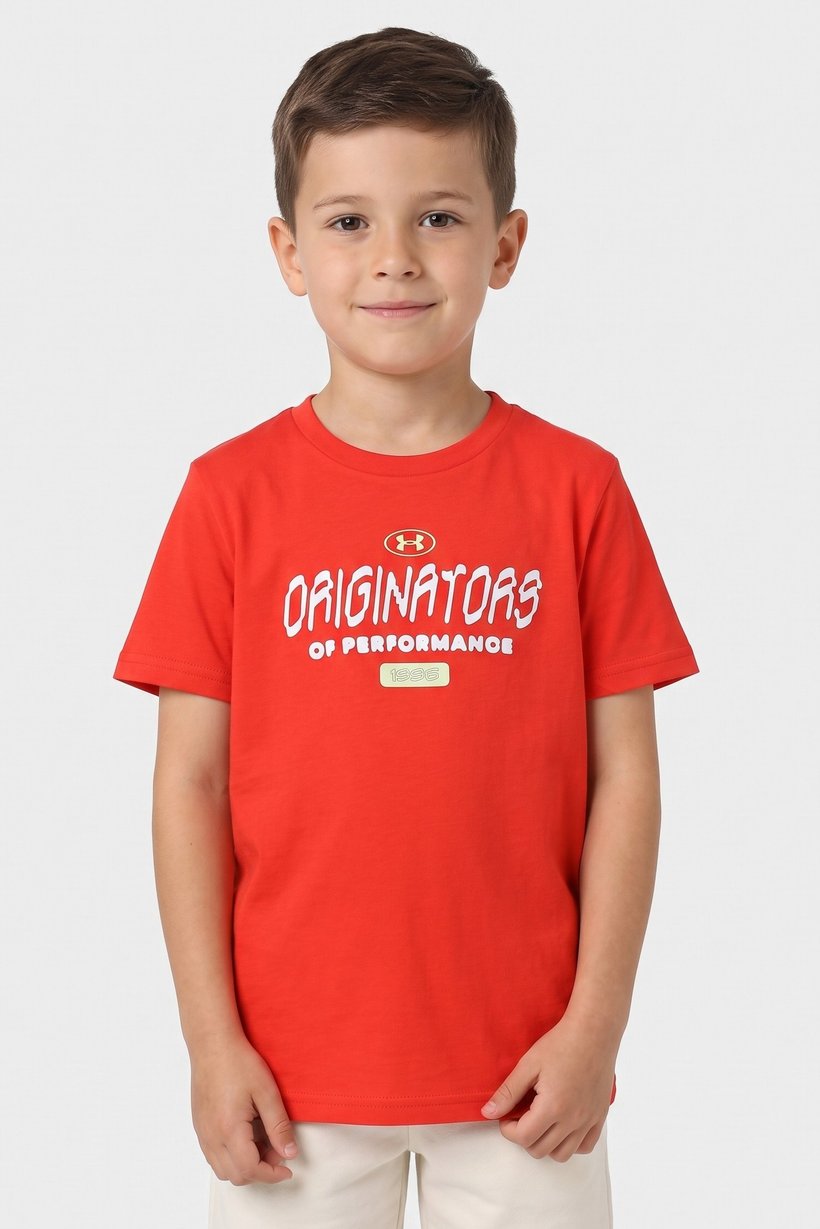 Kids Boy Loose Fit Short Sleeve Outdoor T-Shirt, Neon Orange