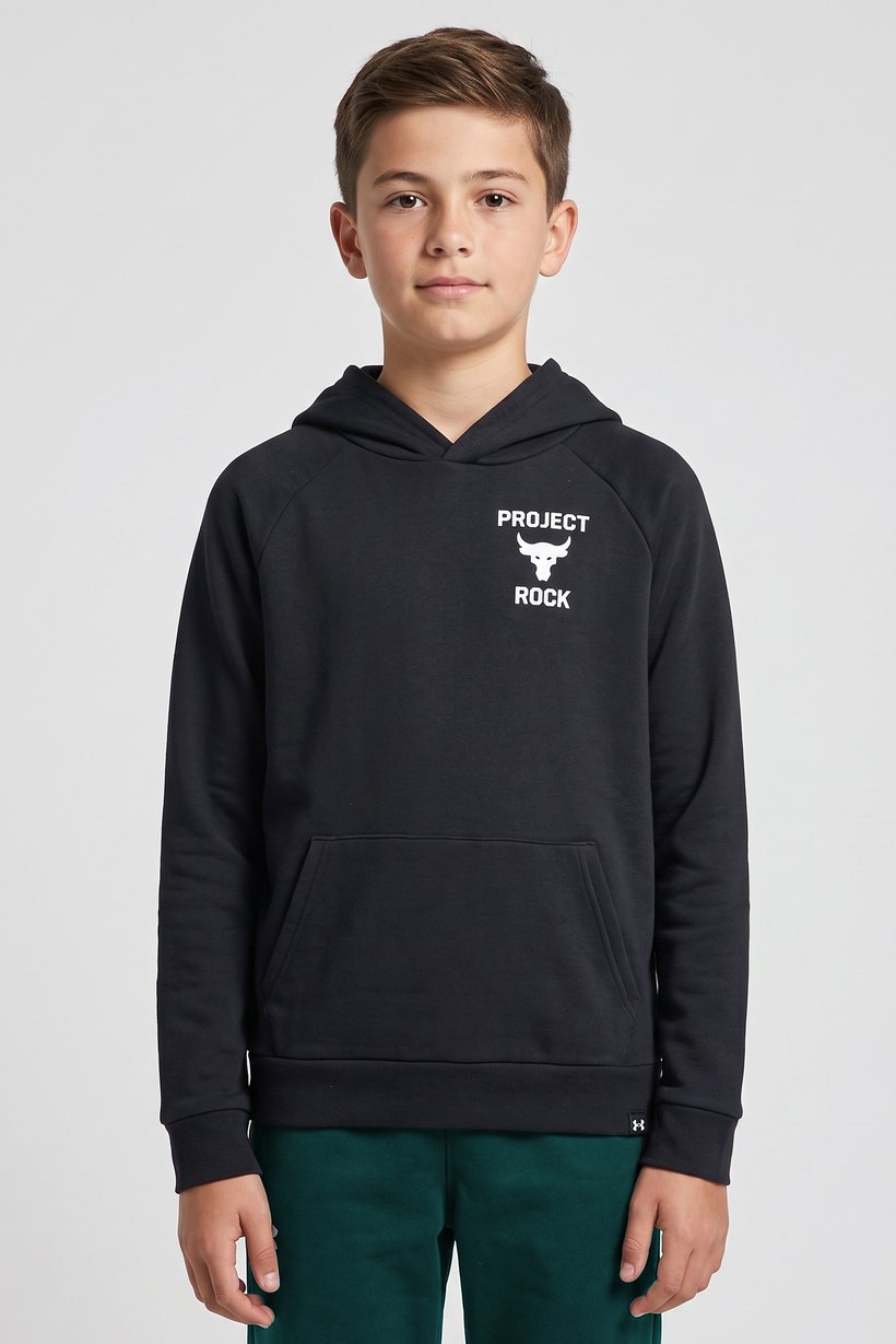 Kids Boy Loose Fit Long Sleeve Training Jacket, Black