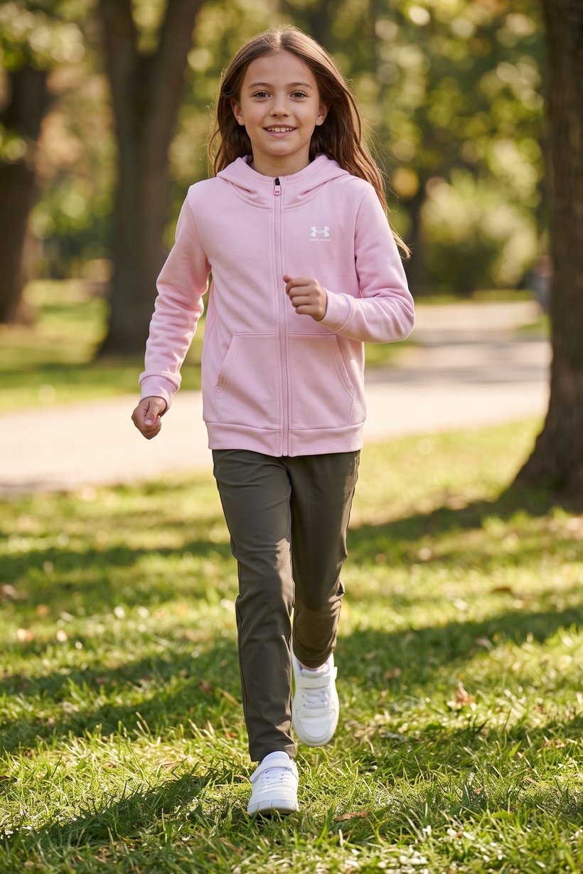 Kids Girl Loose Fit Long Sleeve Outdoor Hoodie, Pink