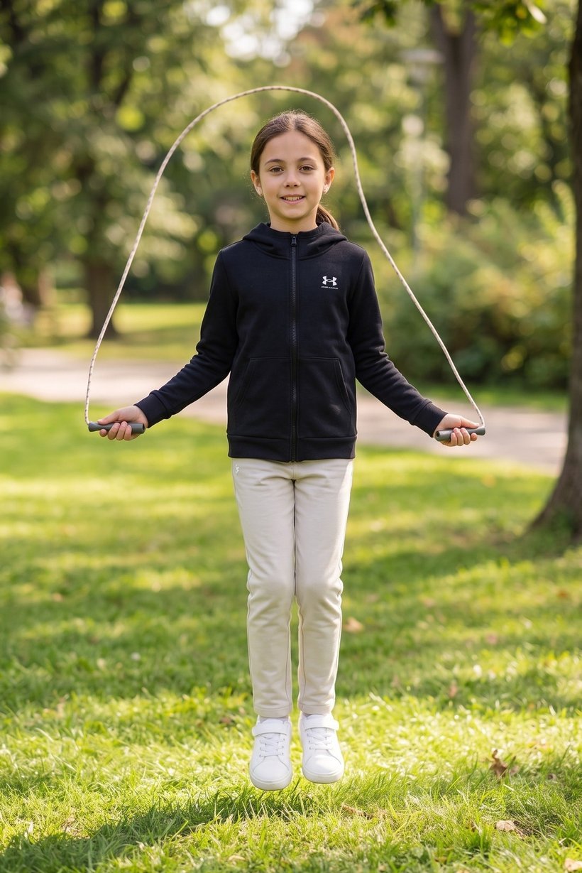 Kids Girl Loose Fit Long Sleeve Outdoor Hoodie, Black