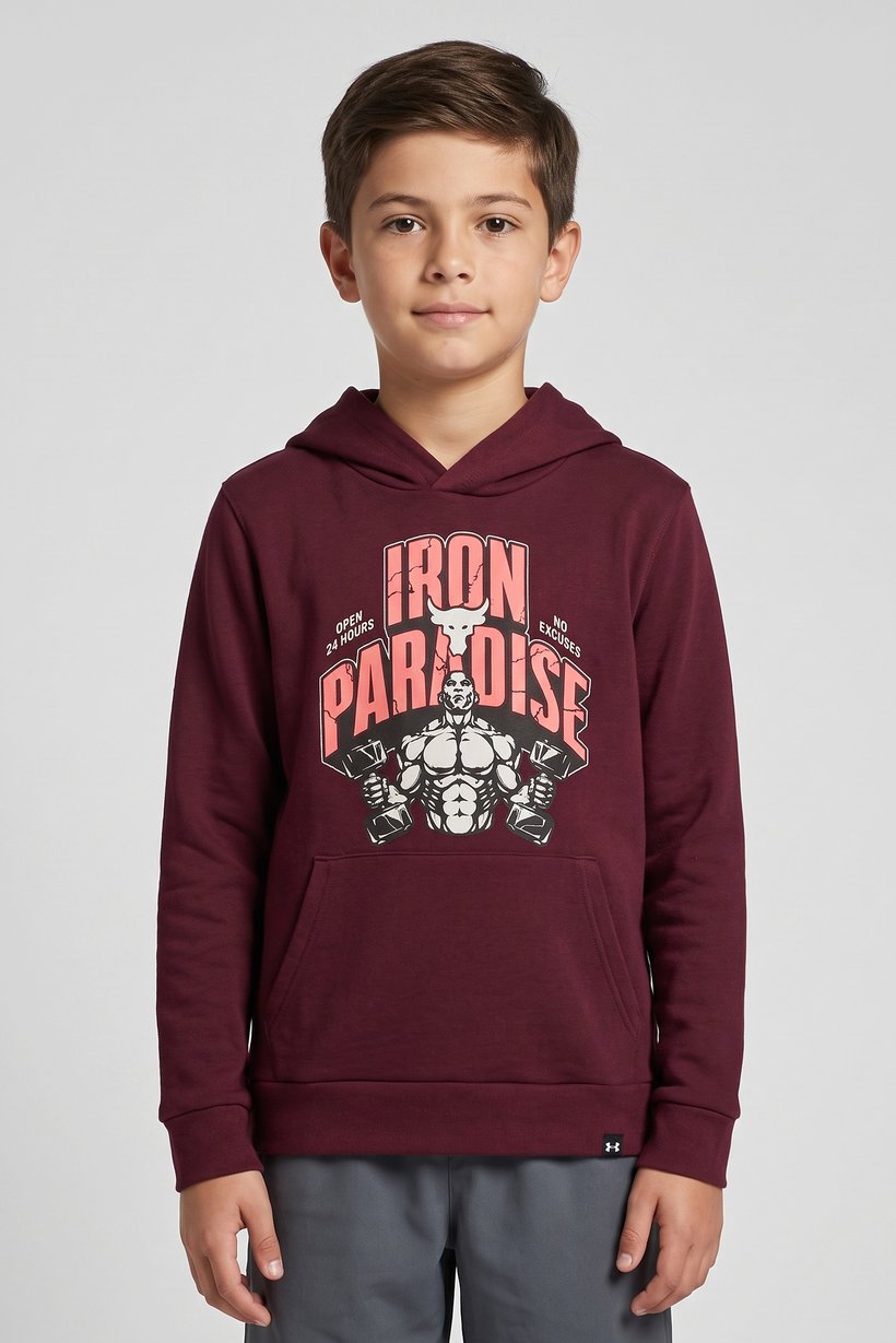 Kids Boy Loose Fit Long Sleeve Outdoor Hoodie, Maroon