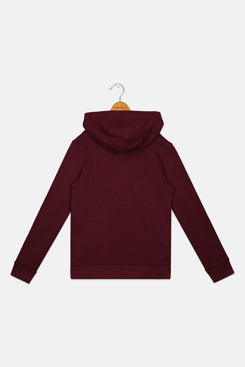 Kids Boy Loose Fit Long Sleeve Outdoor Hoodie, Maroon