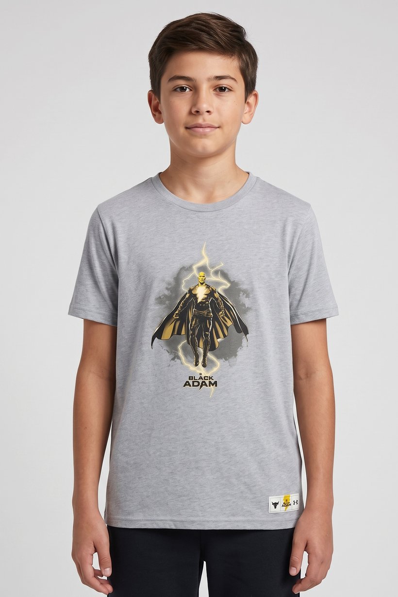 Project Rock x Under Armour Kids Boy Loose Fit Short Sleeve Outdoor T-Shirt, Grey