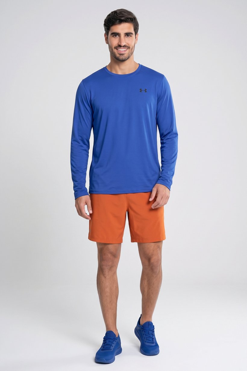 Men Loose Fit Long Sleeve Training T-Shirt, Royal Blue