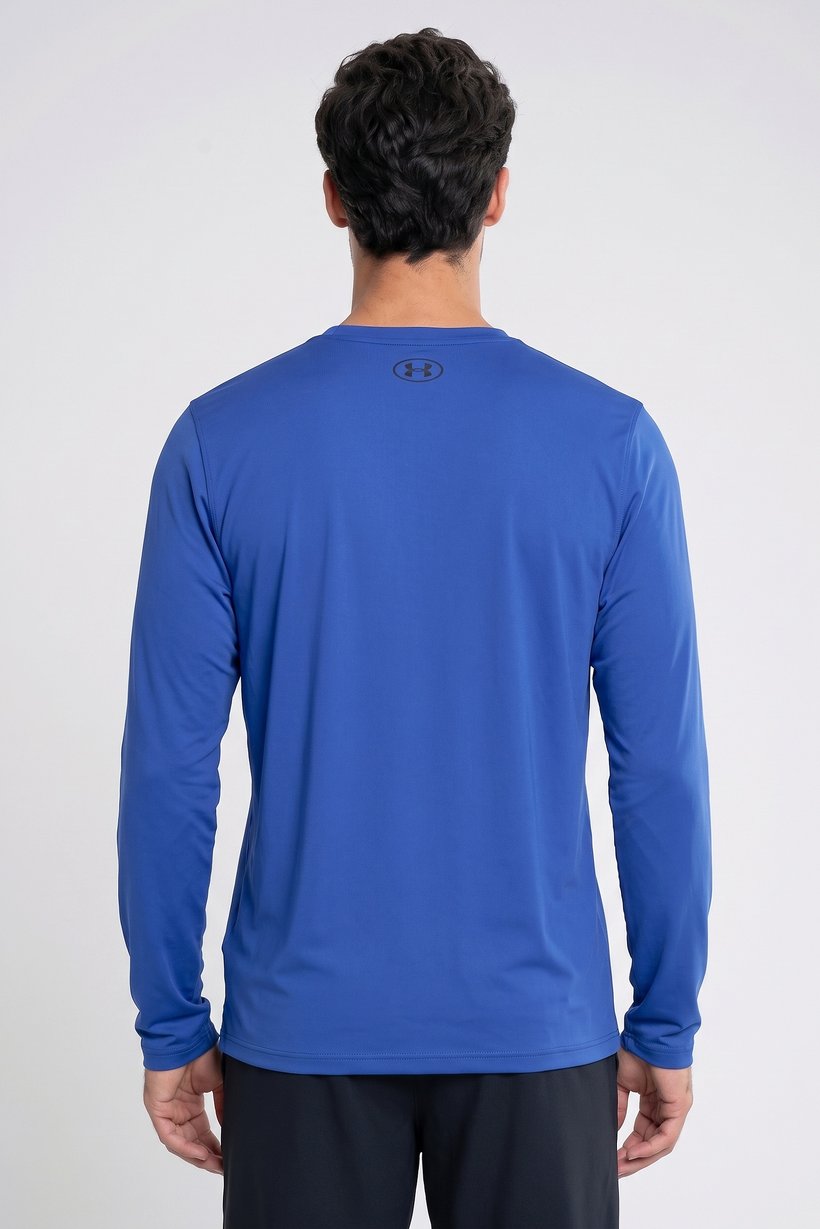 Men Loose Fit Long Sleeve Training T-Shirt, Royal Blue