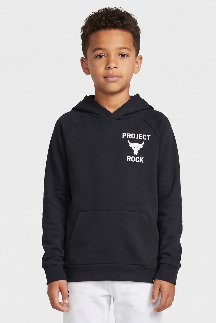 Kids Boy Loose Fit Long Sleeve Outdoor Hoodie, Black