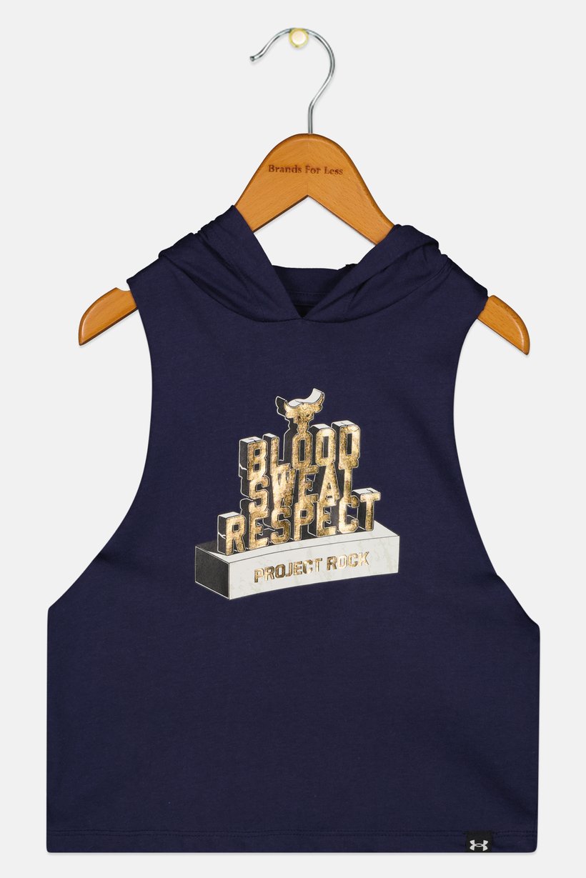 Kids Girl Loose Fit Sleeveless Training Hoodie,  Navy Blue