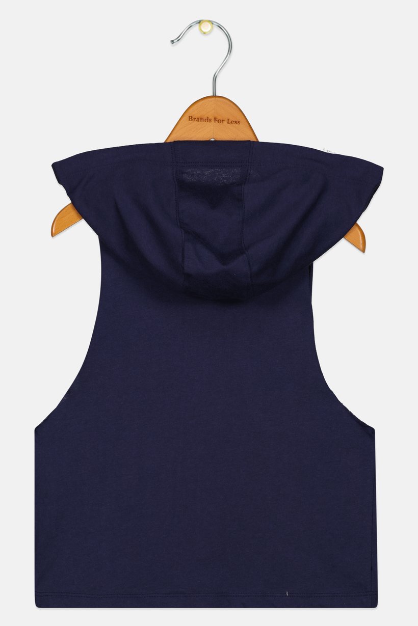 Kids Girl Loose Fit Sleeveless Training Hoodie,  Navy Blue
