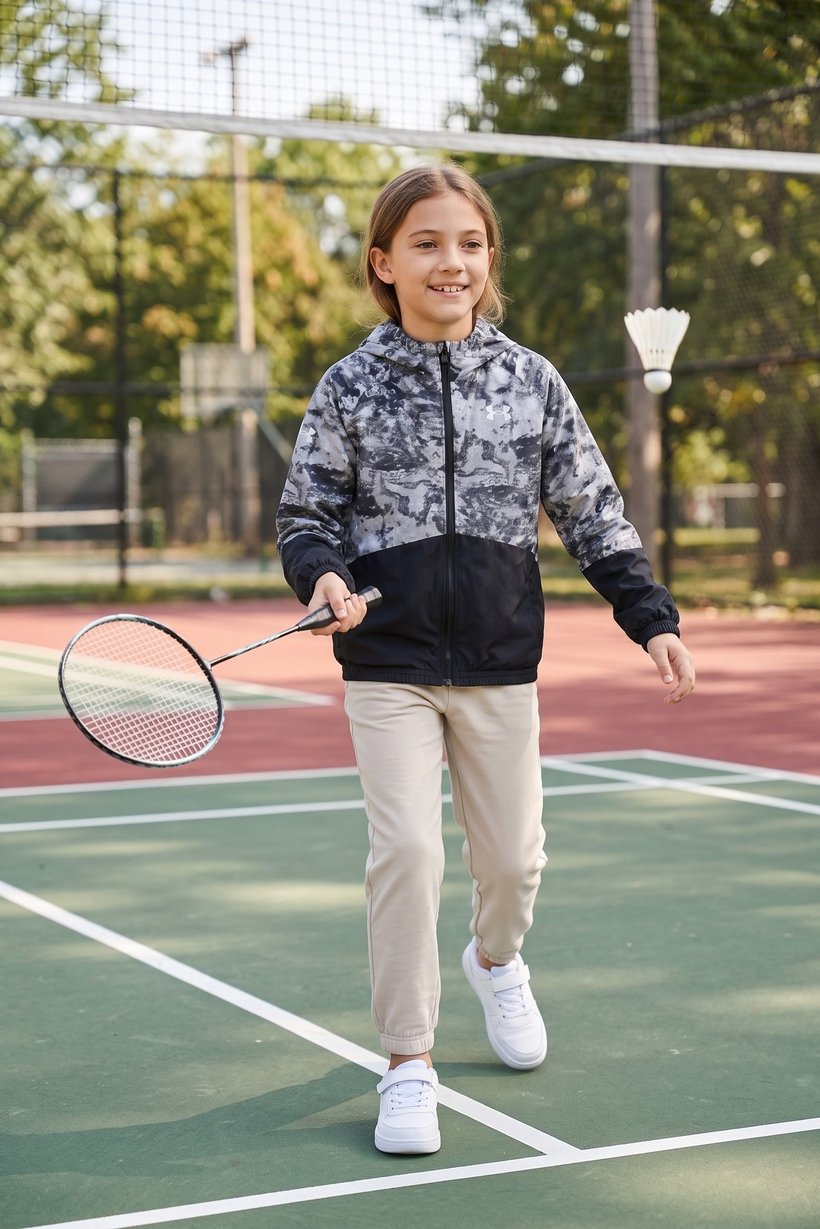 Kids Girl Loose Fit Long Sleeve Training Jacket, Multicolor