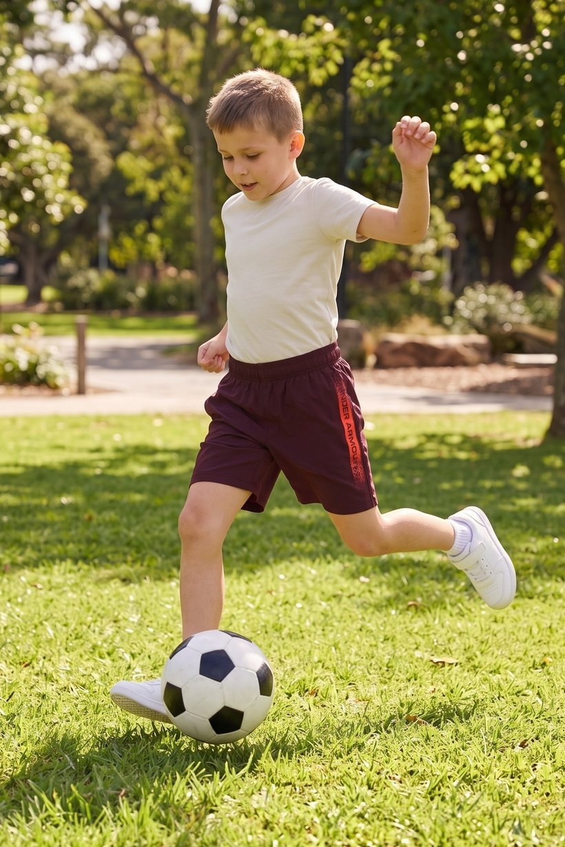 Kids Boy Loose Fit Training Shorts, Maroon