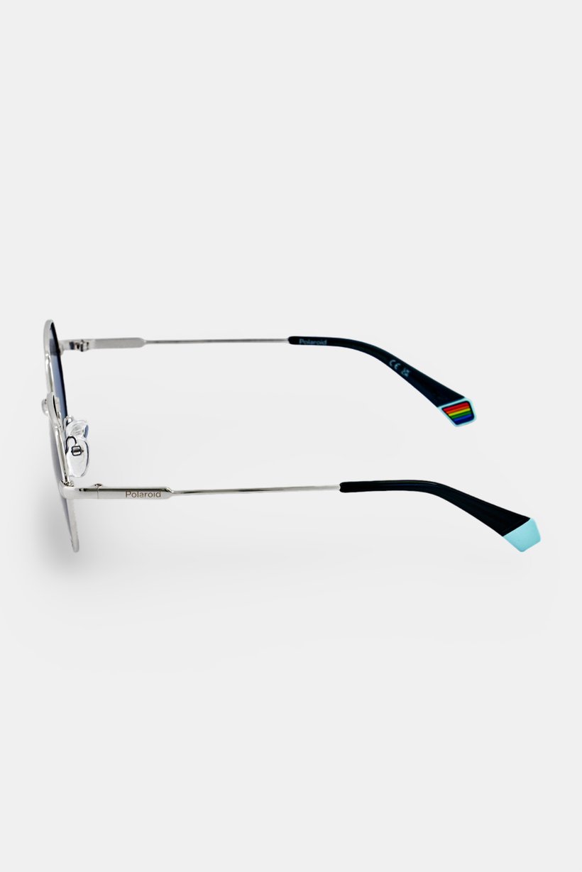 Men 207849DOH54C3 Round Sunglasses, Silver