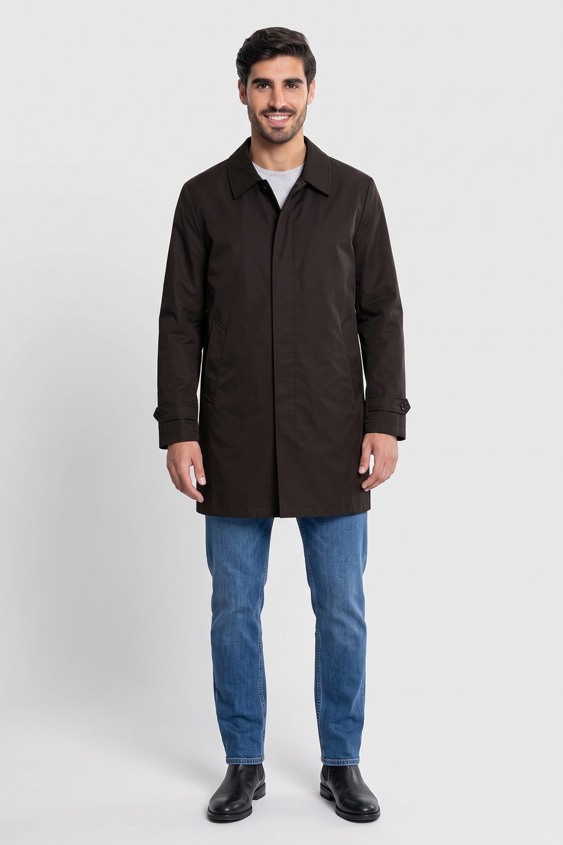 Men Solid Raincoat Jacket, Black