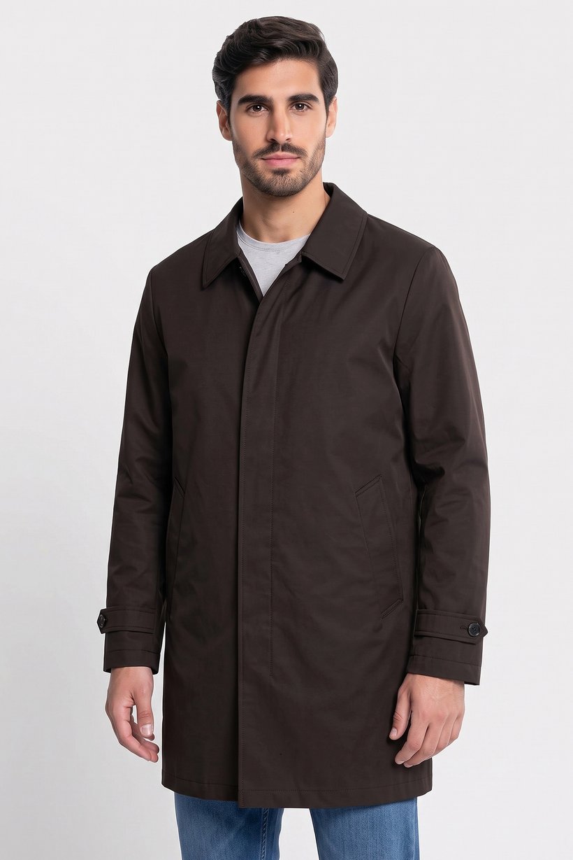 Men Solid Raincoat Jacket, Black