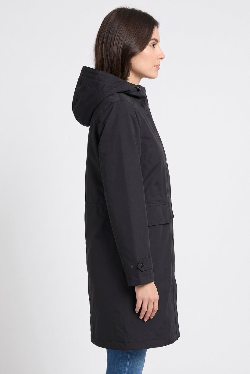 Women Solid Trench Coat, Black