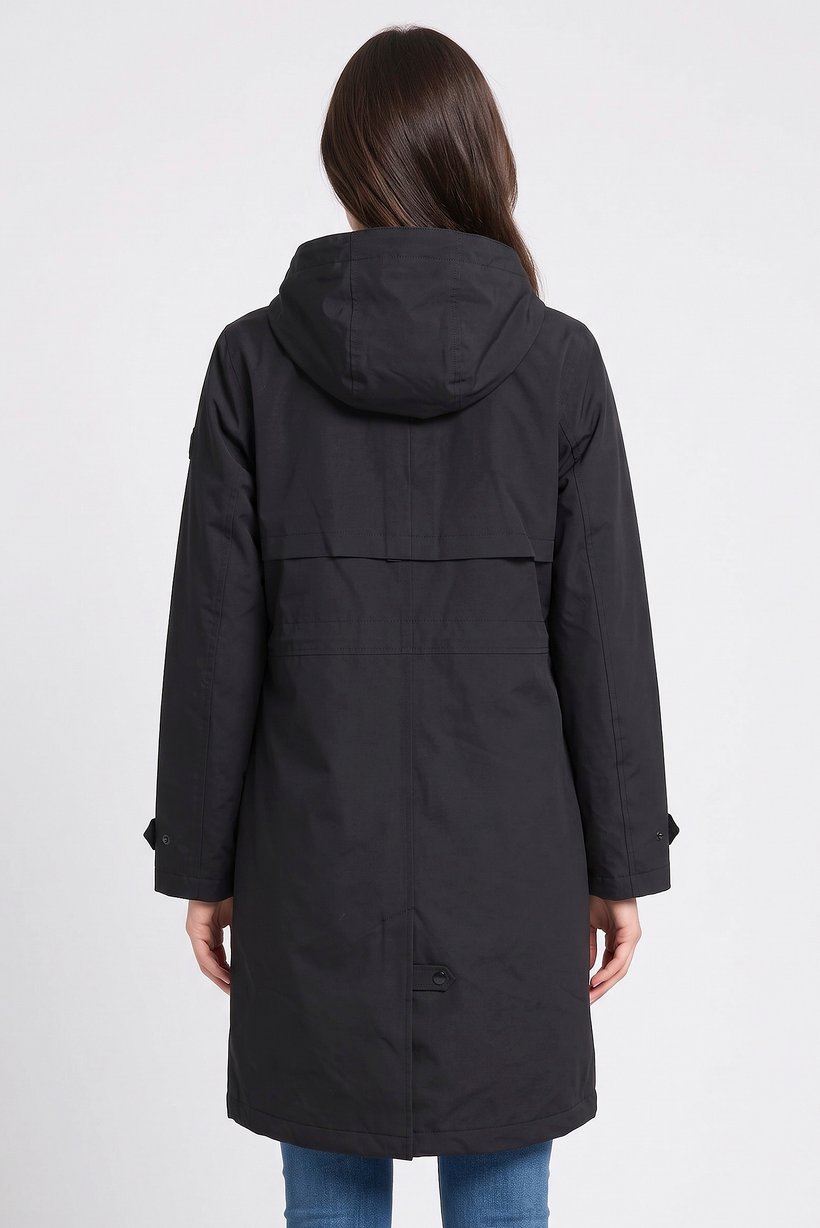Women Solid Trench Coat, Black
