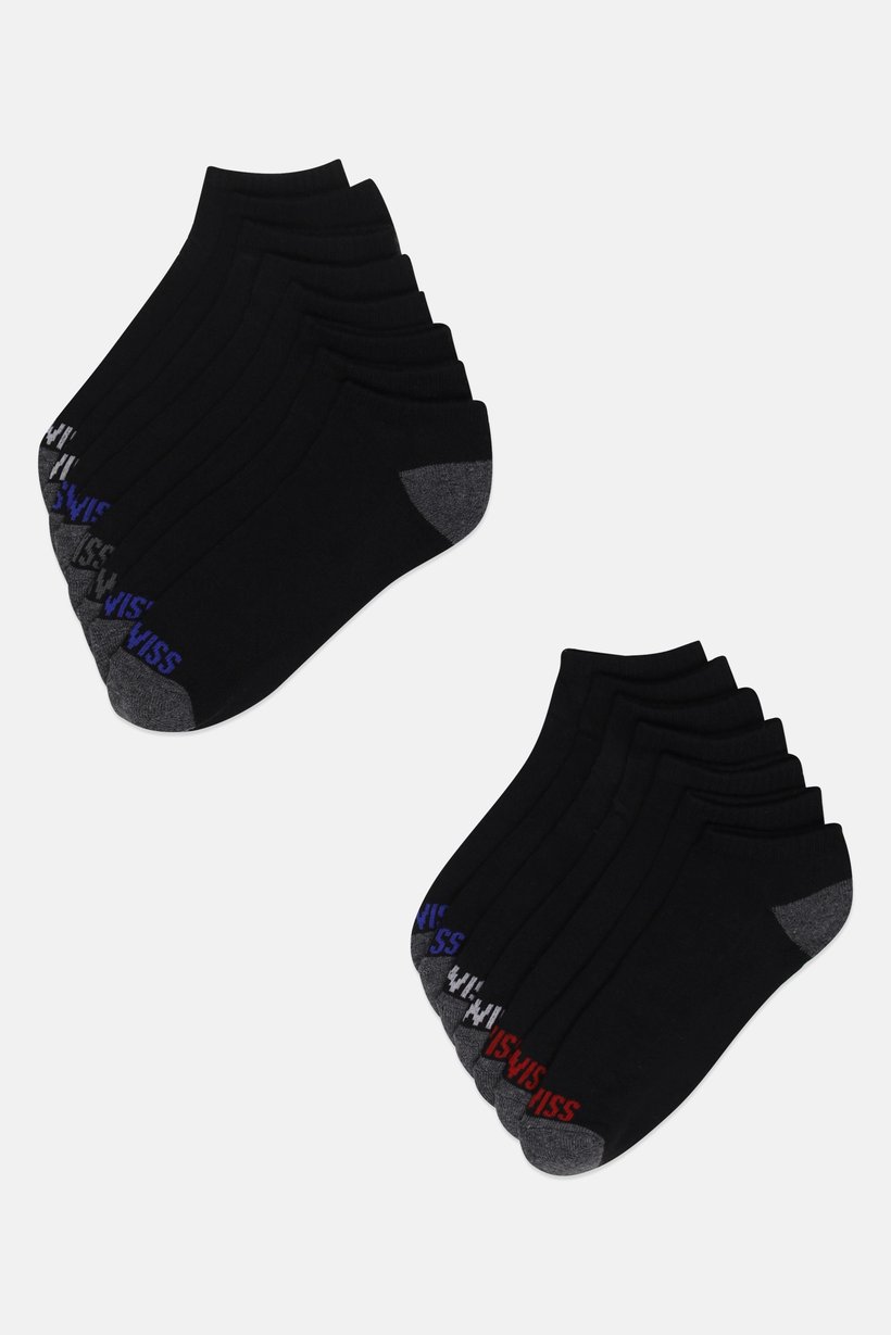 Men 15 Pairs Brand Logo Low Cut Socks, Black