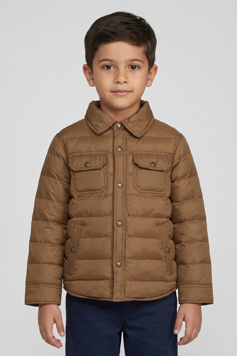 Polo Ralph Lauren Kids Boy Plain Quilted Jacket, Brown