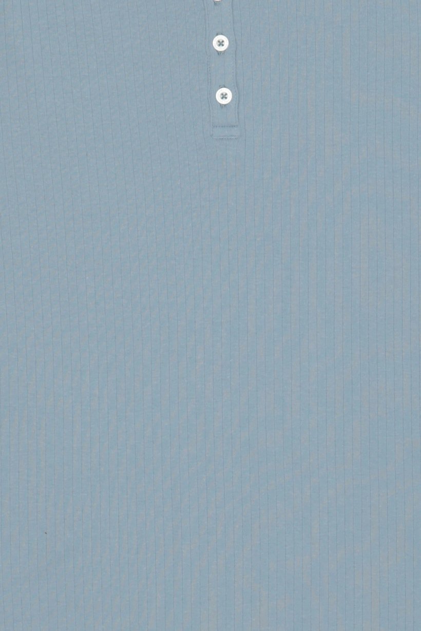 Organic Everyday Women 2 Pcs Ribbed Long Sleeve Top And Bottom Pyjama Set, Light Blue