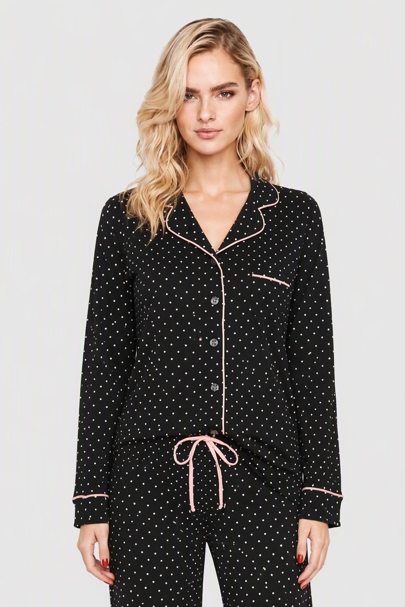 Women 2 Pieces Polka Dots Short Sleeve Top And Bottom Pajama set, Multicolor
