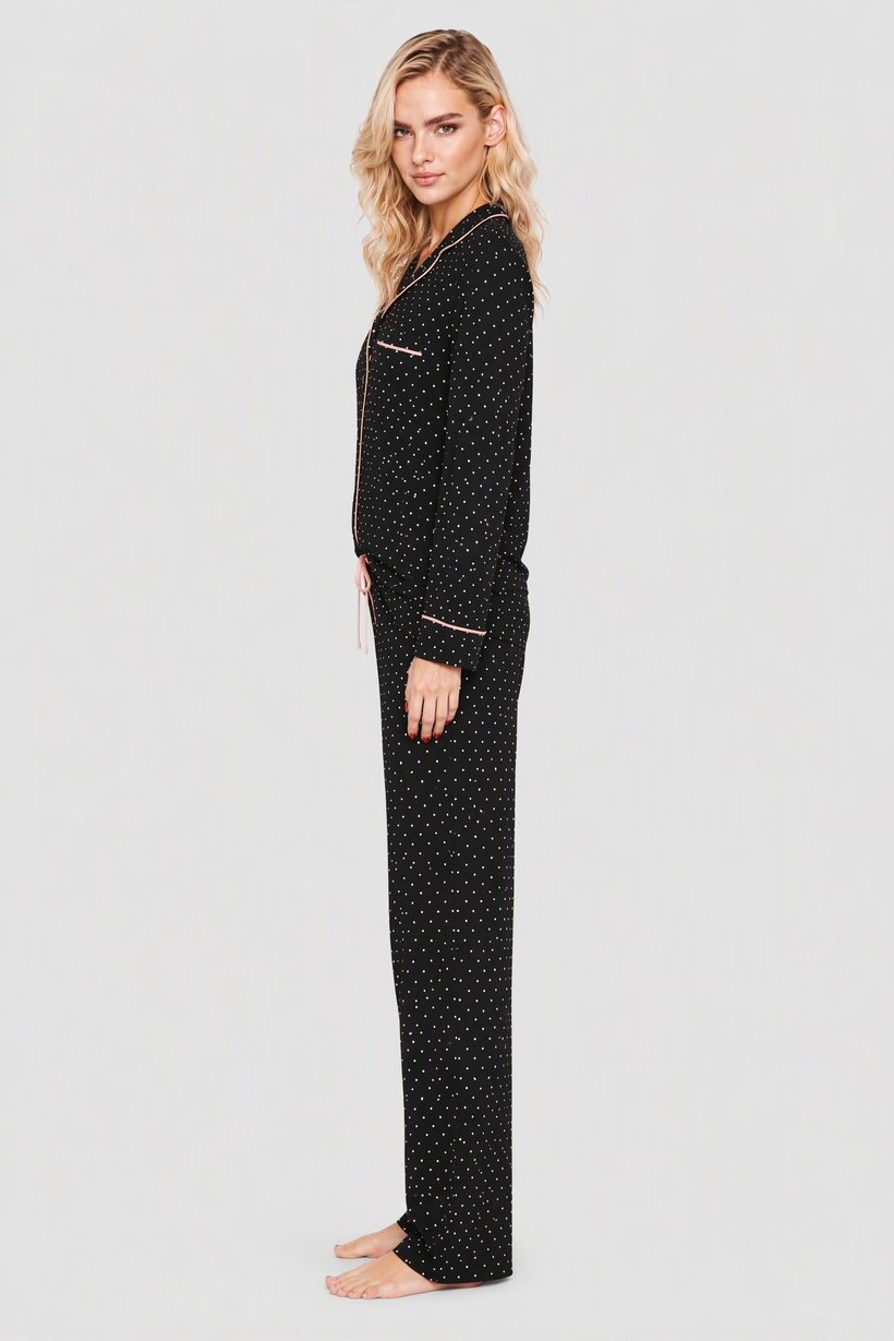 Women 2 Pieces Polka Dots Short Sleeve Top And Bottom Pajama set, Multicolor