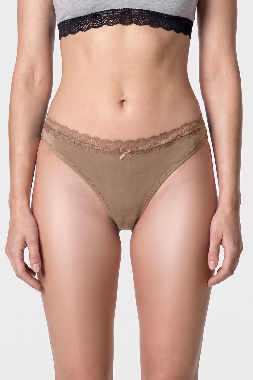 Women 5 Pieces Textured Thongs Panties, Multicolor