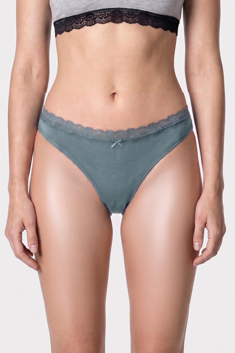 Women 5 Pieces Textured Thongs Panties, Multicolor