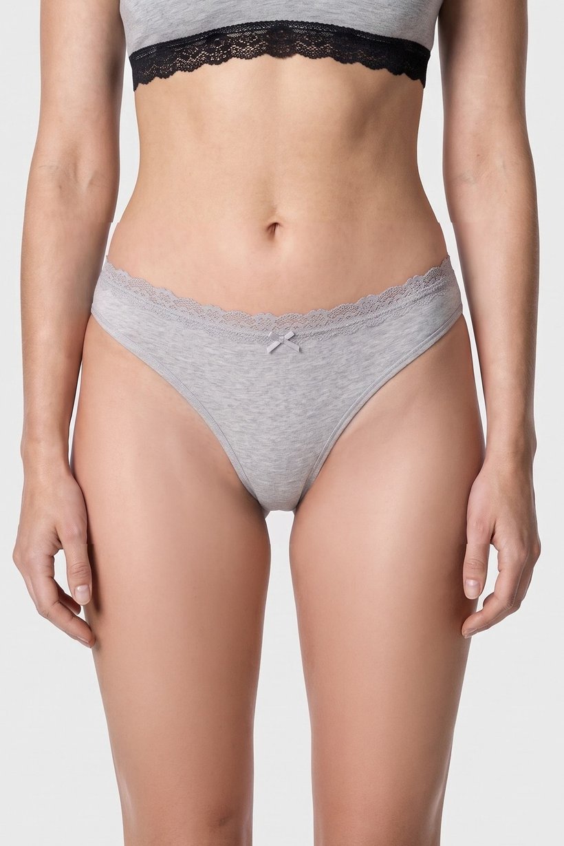 Women 5 Pieces Textured Thongs Panties, Multicolor