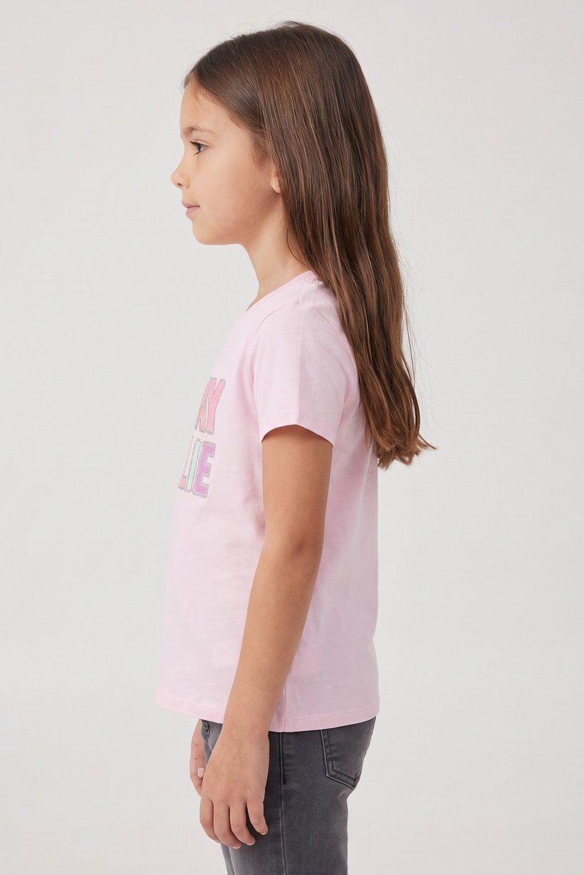 Toddlers Girl Graphic Print Short Sleeve Top, Pink