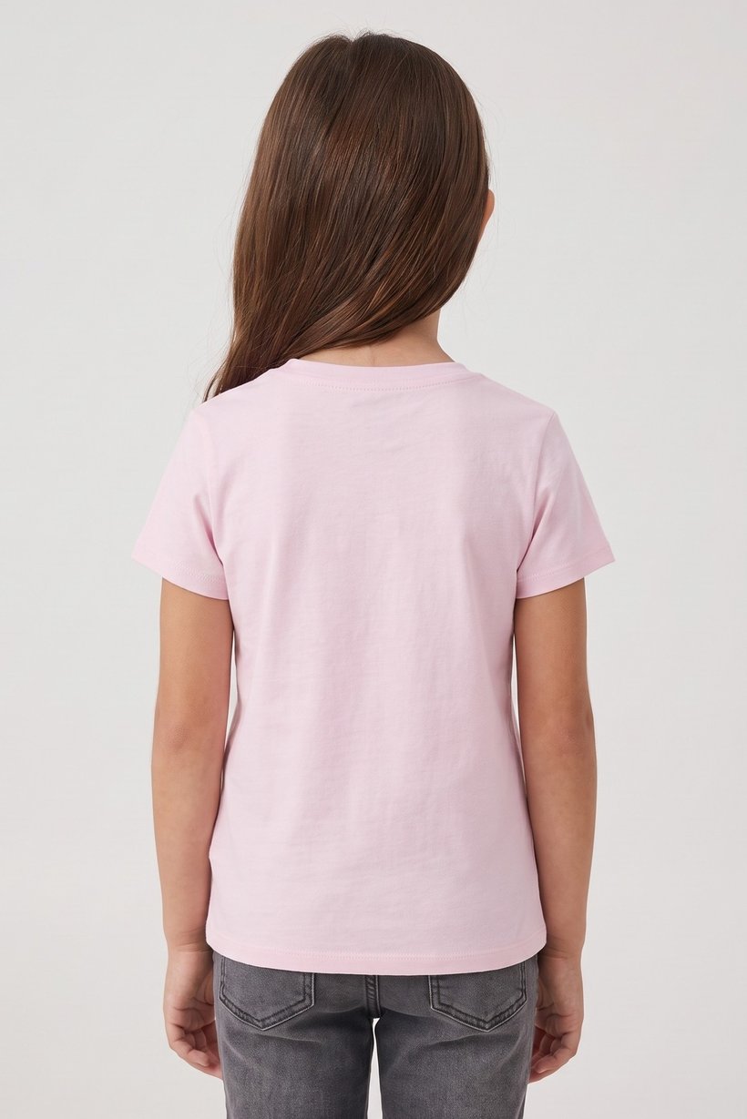 Toddlers Girl Graphic Print Short Sleeve Top, Pink