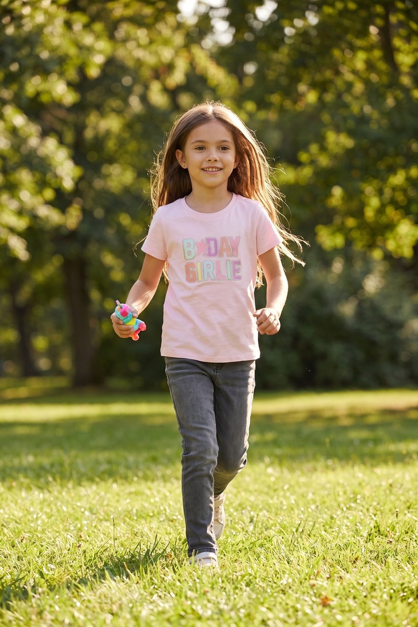 Toddlers Girl Graphic Print Short Sleeve Top, Pink