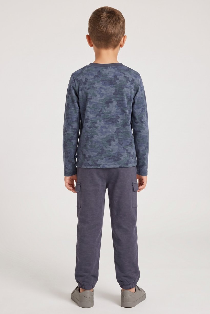 Kids Boy 2 Pcs Camouflage Long Sleeve T-Shirt And Pants Set, Multicolor