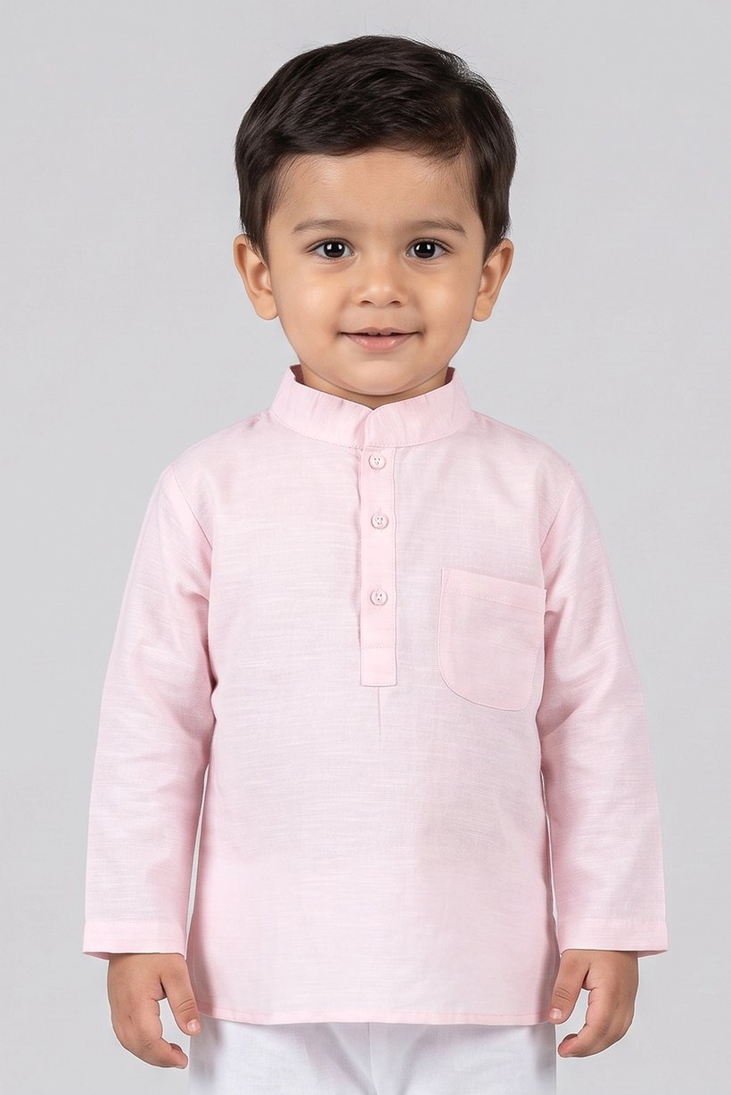 Toddlers Boy Heather Long Sleeve Azad Shirt, Light Pink