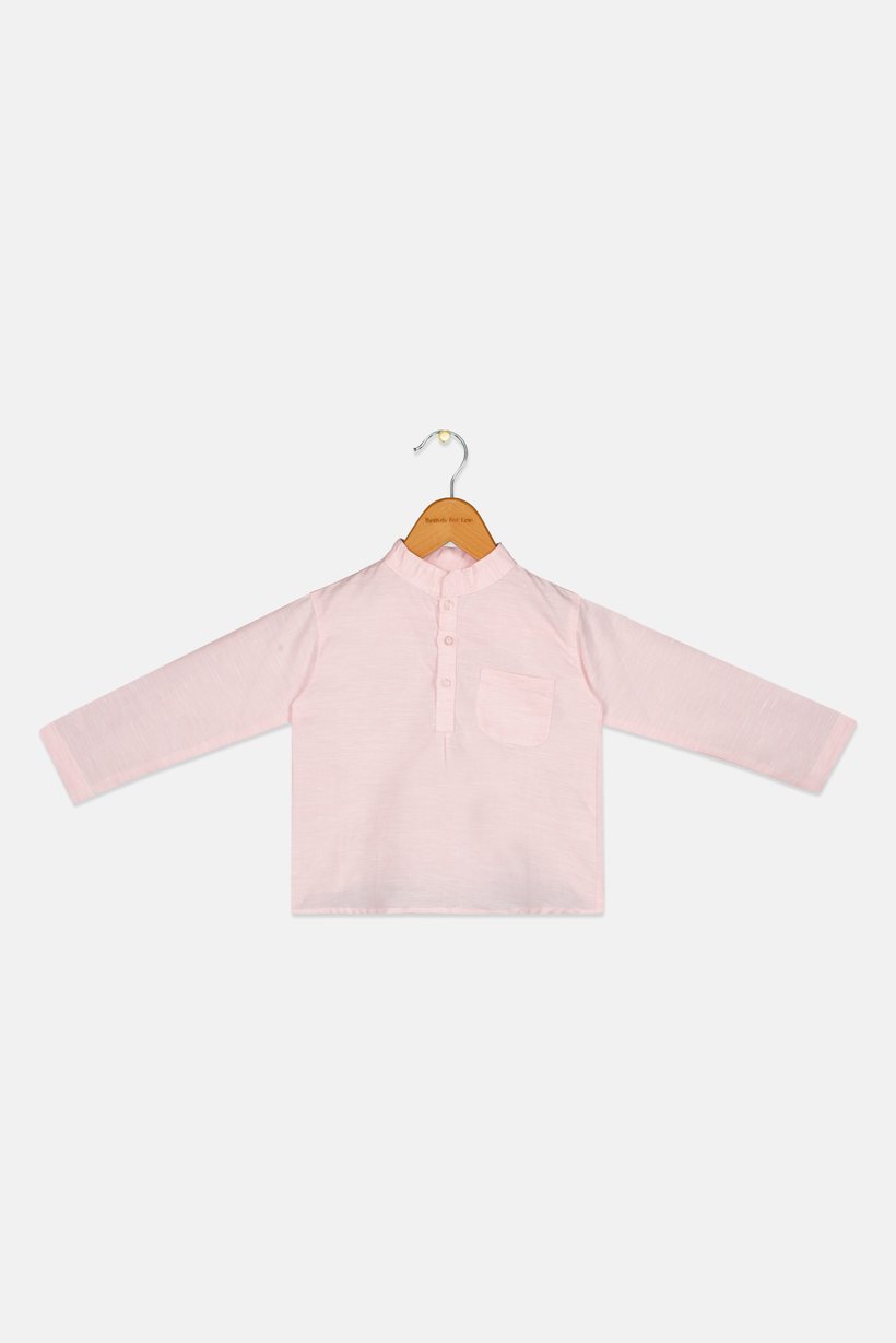 Toddlers Boy Heather Long Sleeve Azad Shirt, Light Pink