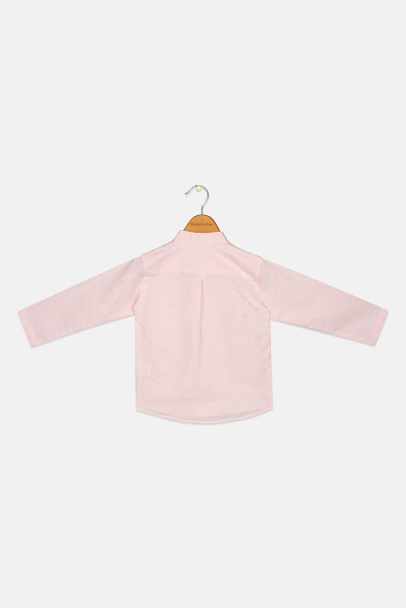 Toddlers Boy Heather Long Sleeve Azad Shirt, Light Pink